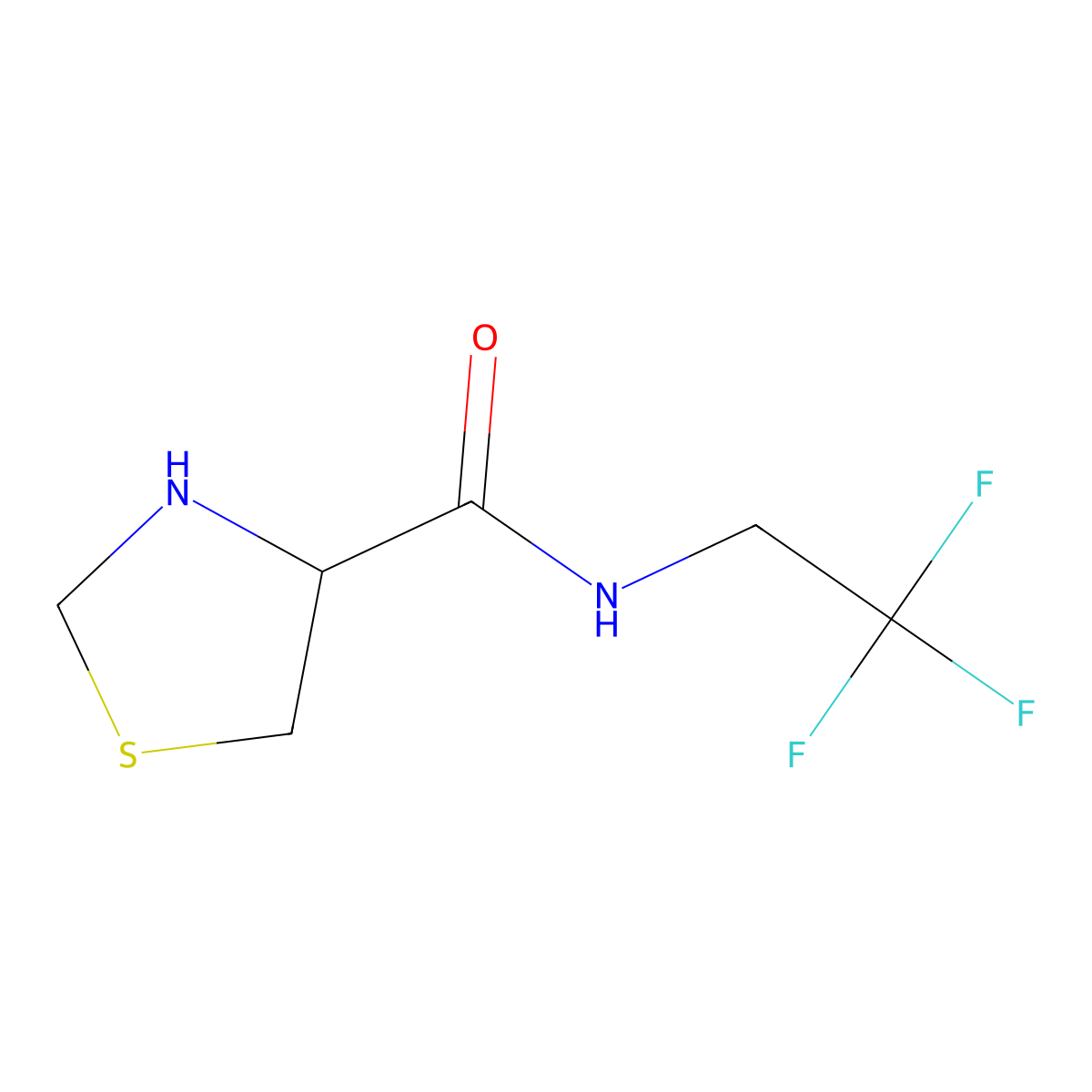 N-(2,2,2-trifluoroethyl)-1,3-thiazolidine-4-carboxamide molecular structure, CAS 1078791-19-1