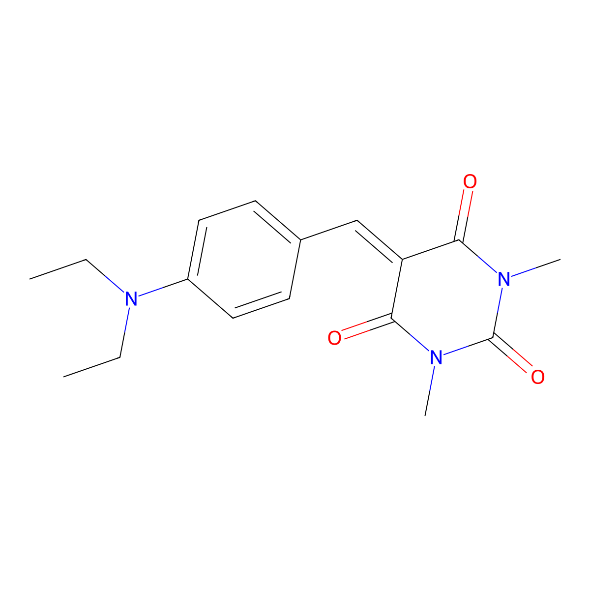 5-(4-Diethylamino-benzylidene)-1,3-dimethyl-pyrimidine-2,4,6-trione molecular structure, CAS 107881-74-3