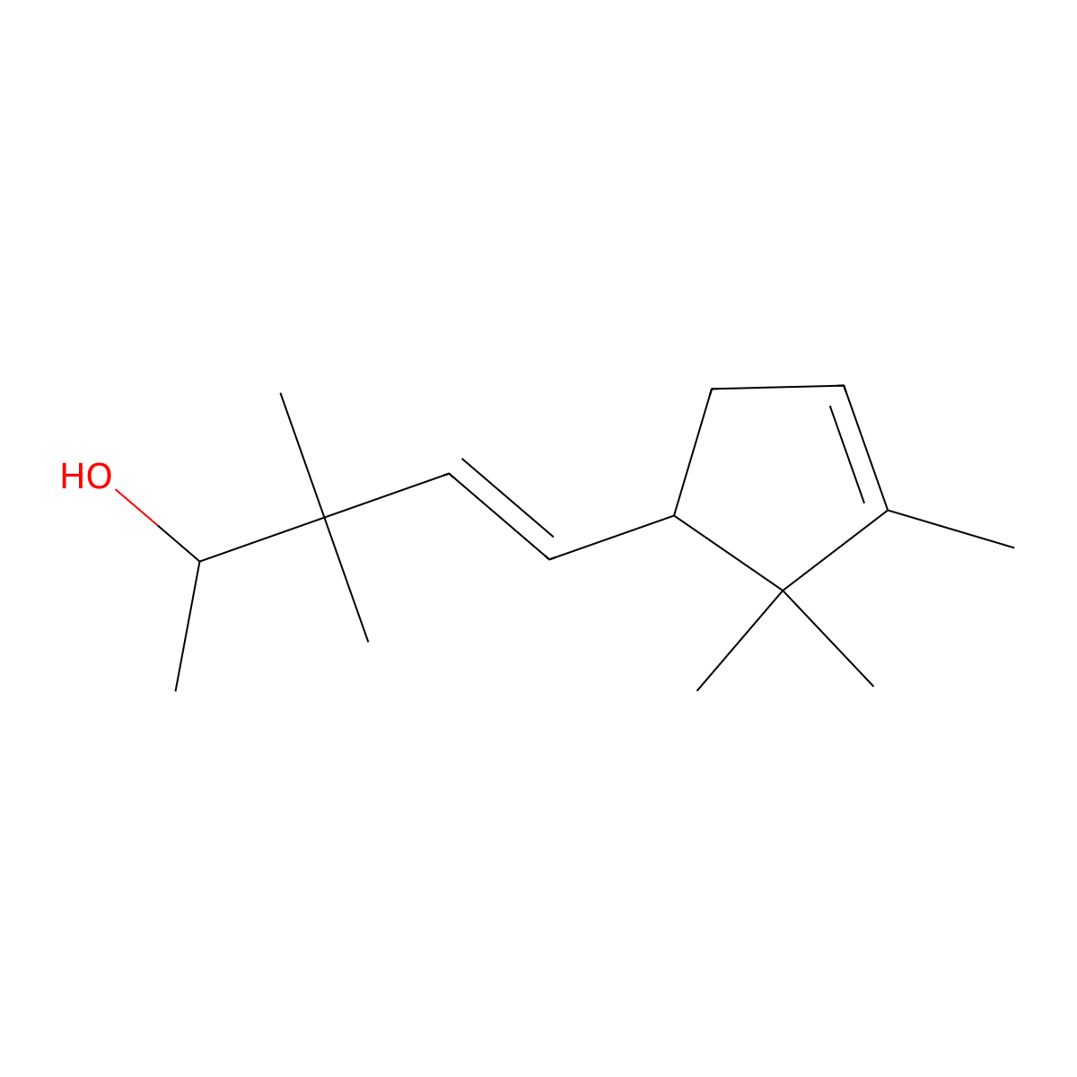 3,3-Dimethyl-5-(2,2,3-trimethyl-3-cyclopenten-1-yl)-4-penten-2-ol molecular structure, CAS 107898-54-4