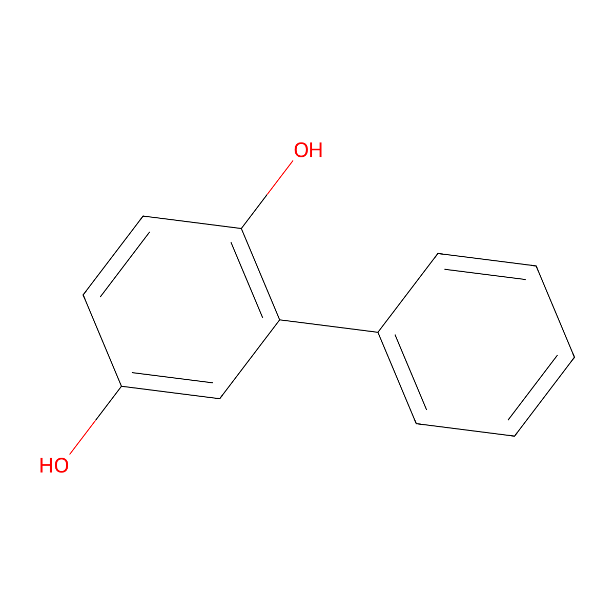 Phenylhydroquinone molecular structure, CAS 1079-21-6