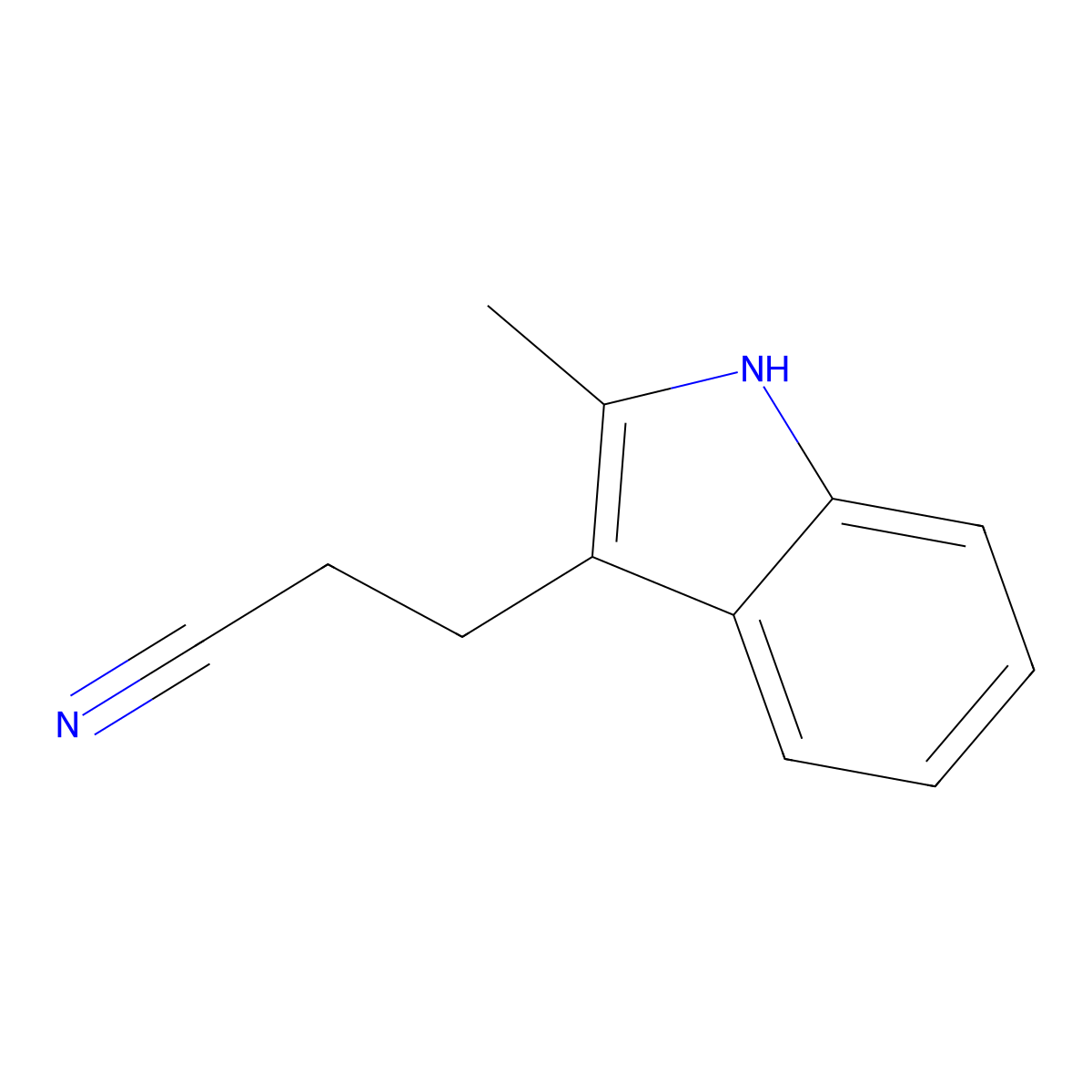 3-(2-methyl-1H-indol-3-yl)propanenitrile molecular structure, CAS 1079-30-7