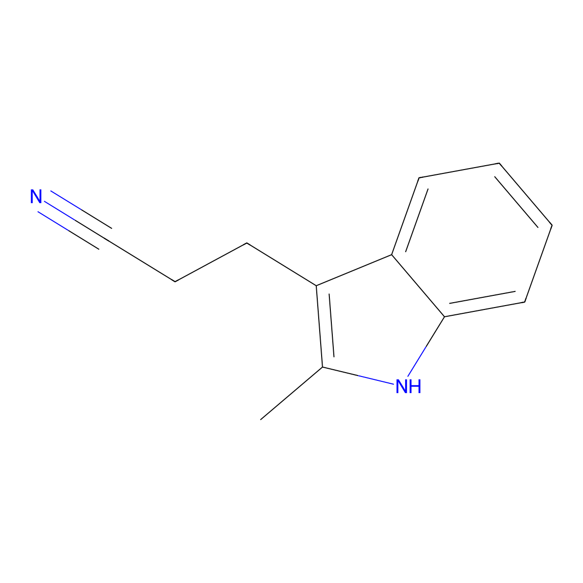 3-(2-methyl-1H-indol-3-yl)propanenitrile molecular structure, CAS 1079-30-7