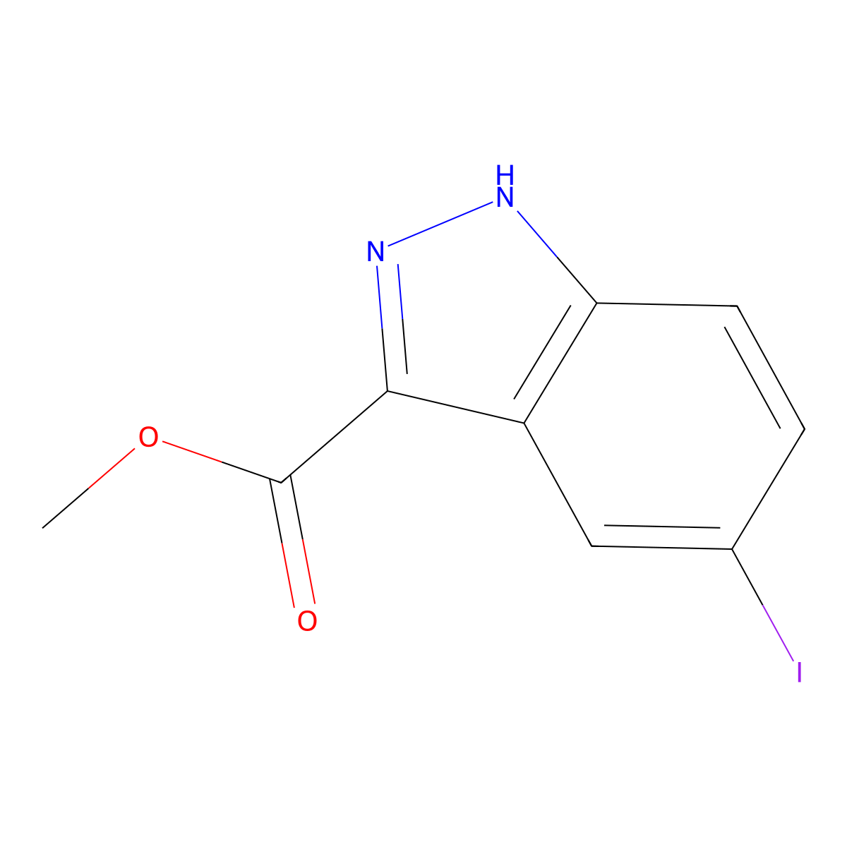 Methyl 5-iodo-1H-indazole-3-carboxylate molecular structure, CAS 1079-47-6