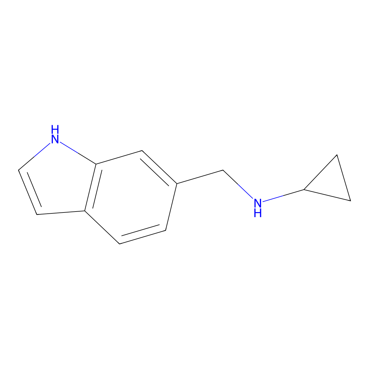 N-(1H-indol-6-ylmethyl)cyclopropanamine molecular structure, CAS 1079-86-3