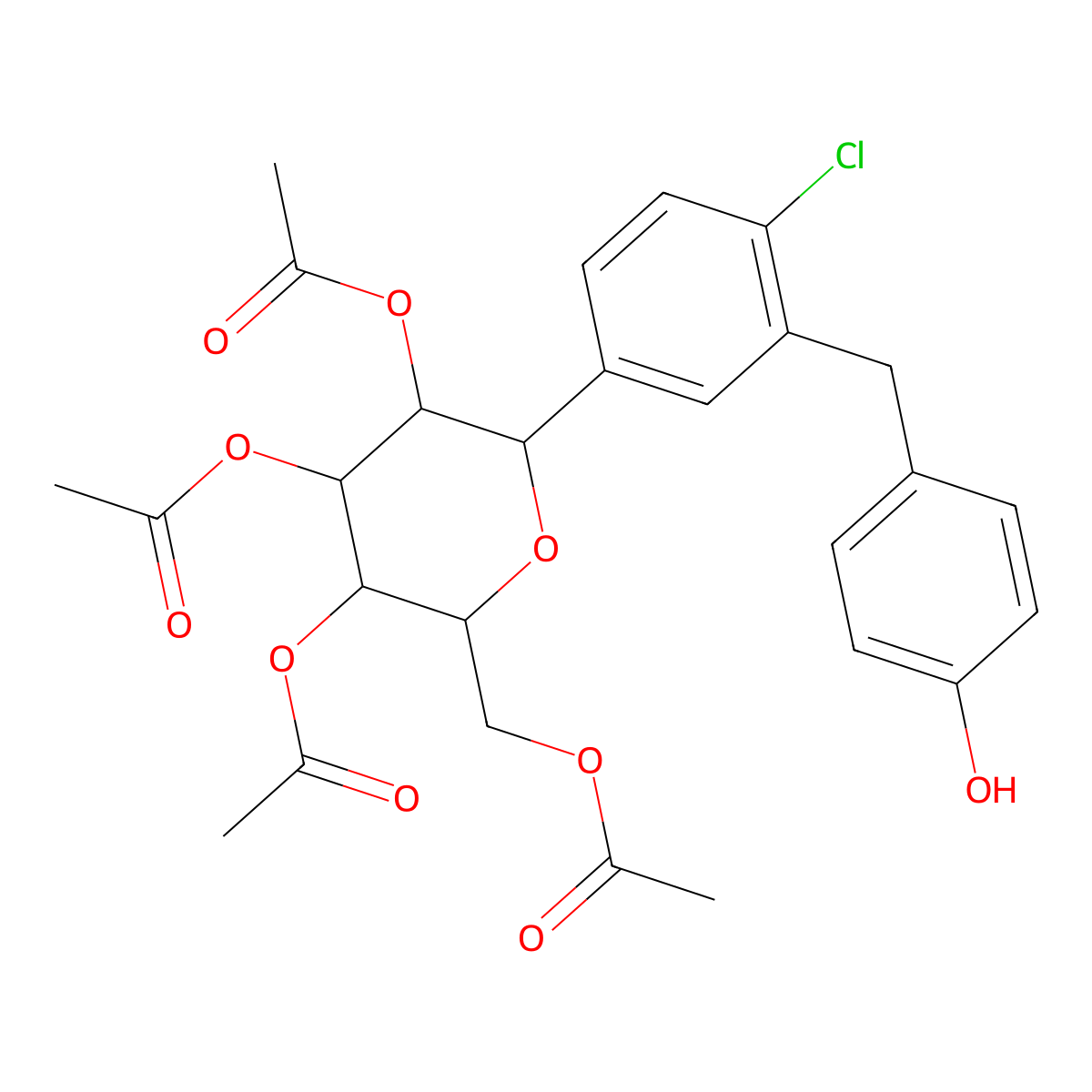 [(2R,3R,4R,5S,6S)-3,4,5-triacetyloxy-6-[4-chloro-3-[(4-hydroxyphenyl)methyl]phenyl]oxan-2-yl]methyl acetate molecular structure, CAS 1079083-63-8