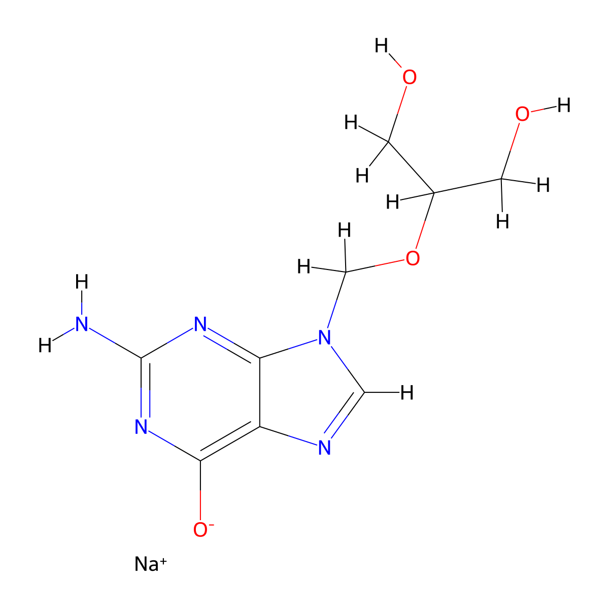 Ganciclovir Sodium molecular structure, CAS 107910-75-8