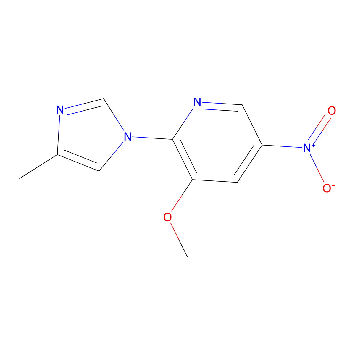 3-methoxy-2-(4-methyl-1H-imidazol-1-yl)-5-nitropyridine molecular structure, CAS 1079178-12-3