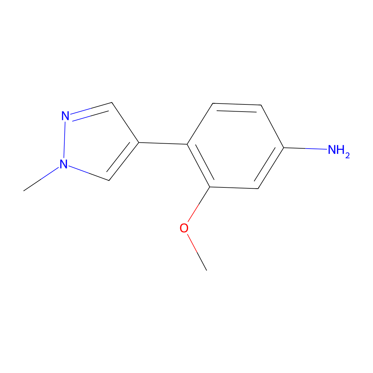 3-methoxy-4-(1-methyl-1H-pyrazol-4-yl)aniline molecular structure, CAS 1079178-15-6