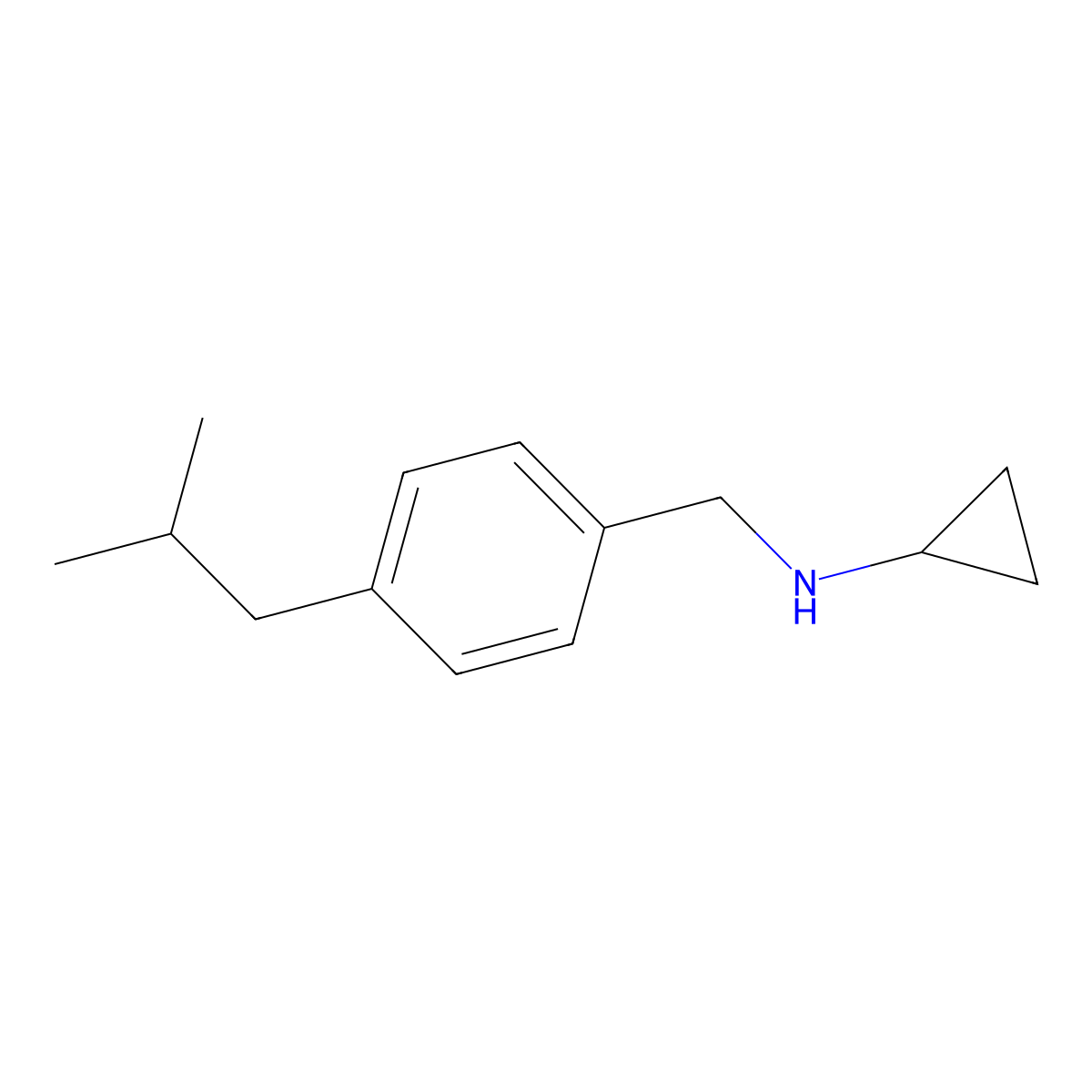 N-{[4-(2-methylpropyl)phenyl]methyl}cyclopropanamine molecular structure, CAS 1079178-27-0