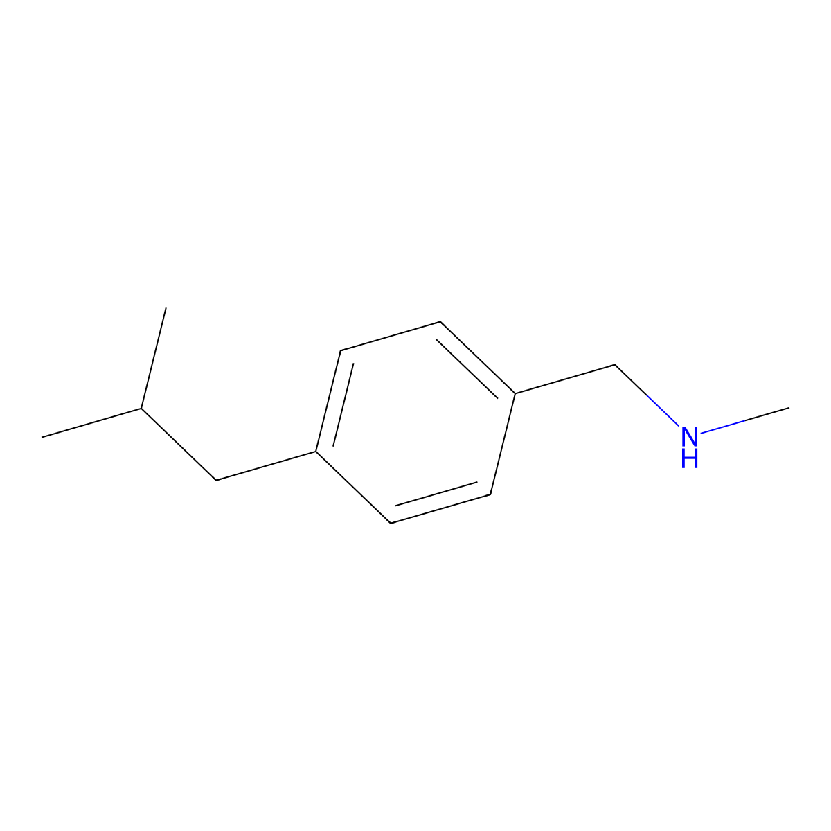 Methyl({[4-(2-methylpropyl)phenyl]methyl})amine molecular structure, CAS 1079178-51-0