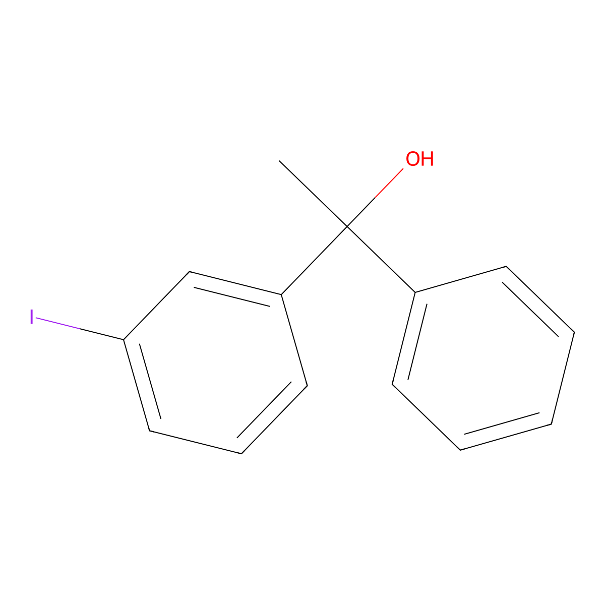 3-Iodo-alpha-methyl-alpha-phenylbenzenemethanol molecular structure, CAS 107921-70-0