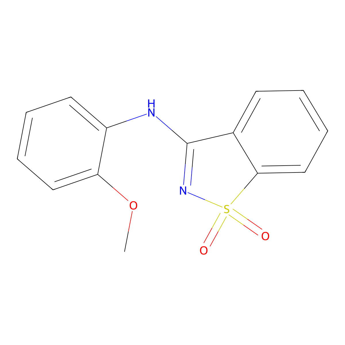 N-(2-methoxyphenyl)-1,1-dioxo-1,2-benzothiazol-3-amine molecular structure, CAS 107922-15-6