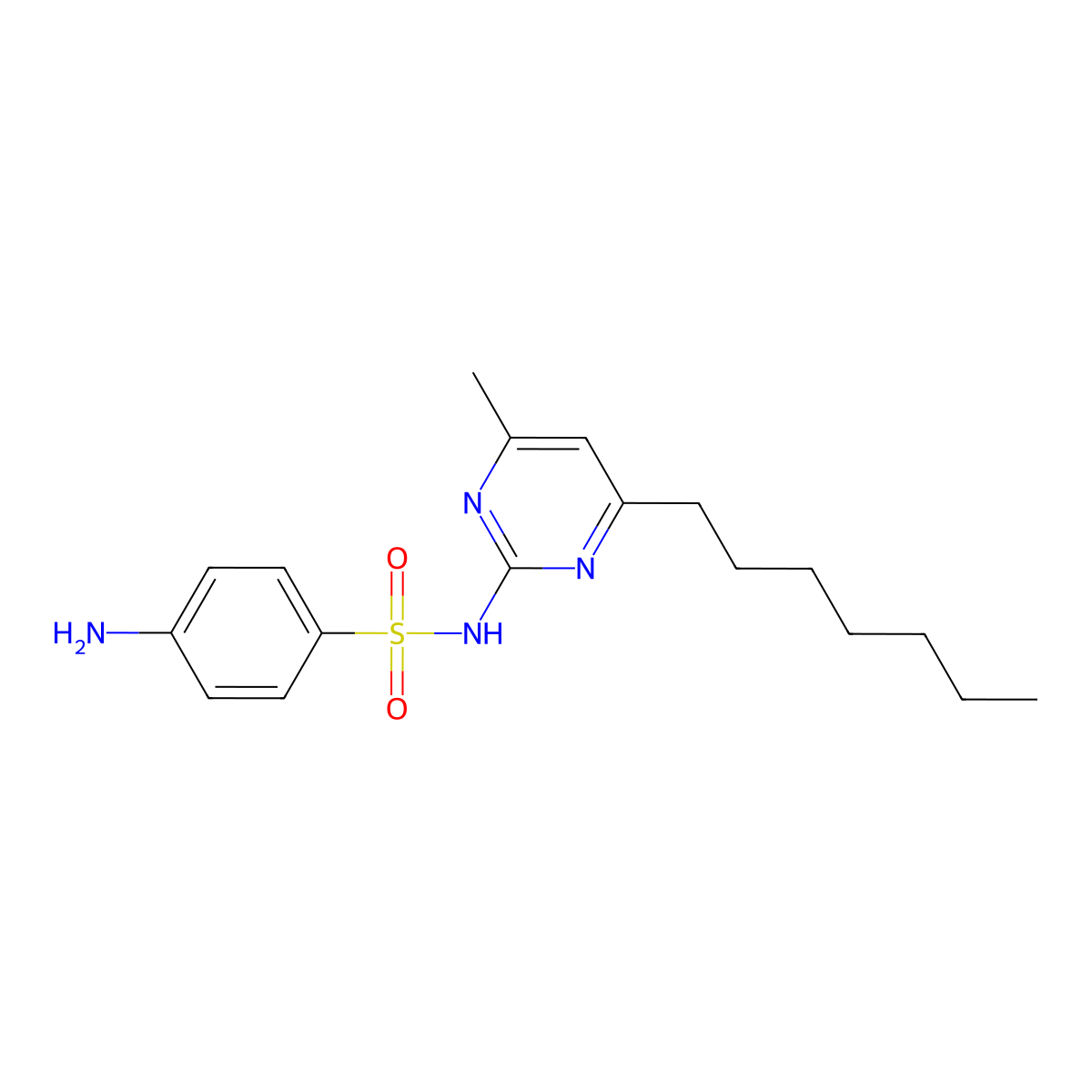 N1-(4-Heptyl-6-methyl-2-pyrimidinyl)sulfanilamide molecular structure, CAS 107923-98-8
