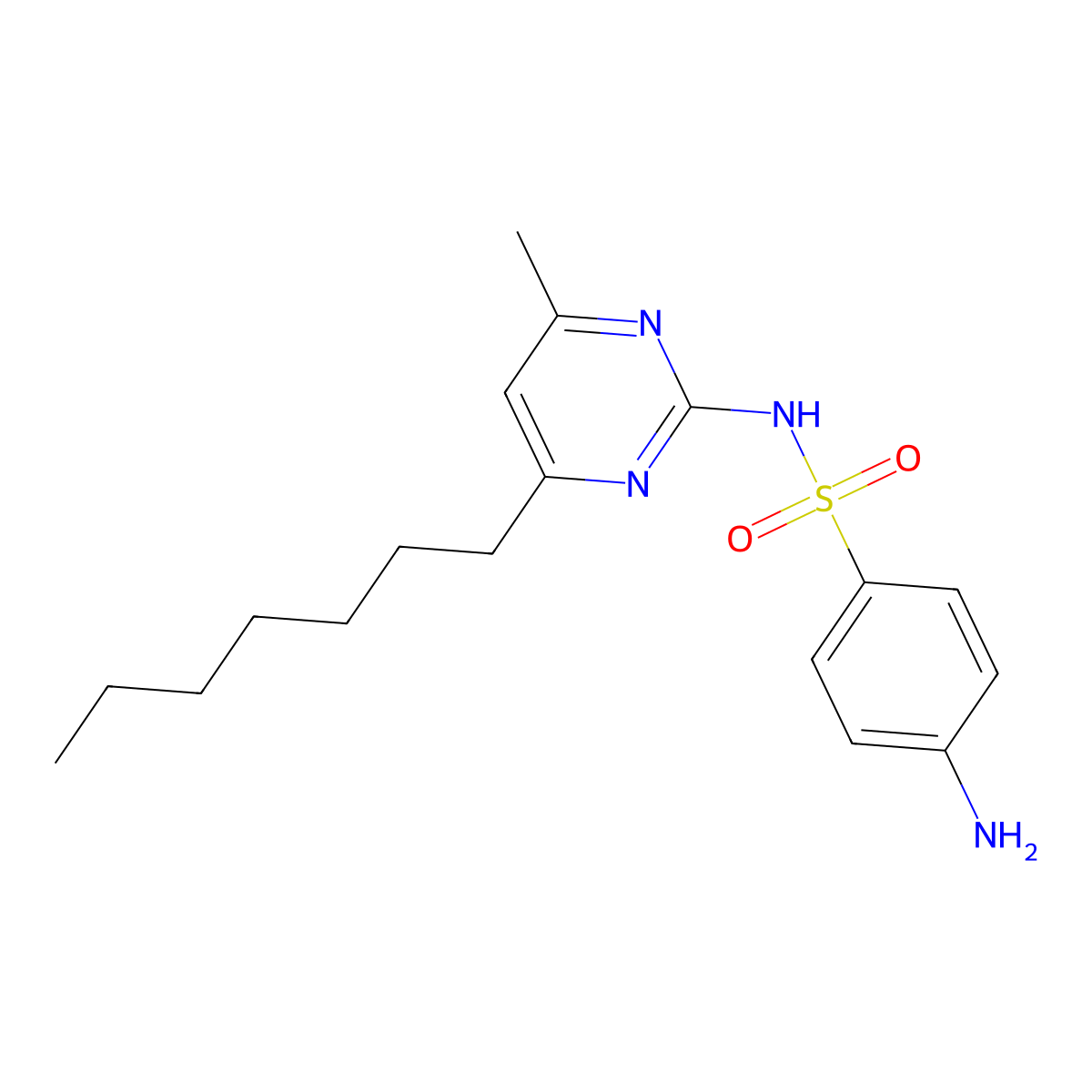 N1-(4-Heptyl-6-methyl-2-pyrimidinyl)sulfanilamide molecular structure, CAS 107923-98-8