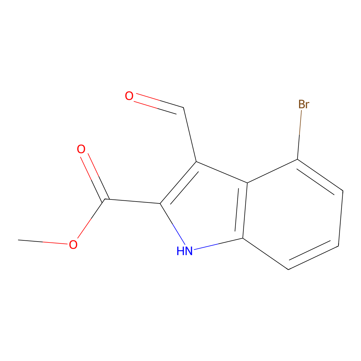 Methyl 4-bromo-3-formyl-1H-indole-2-carboxylate molecular structure, CAS 1079252-75-7