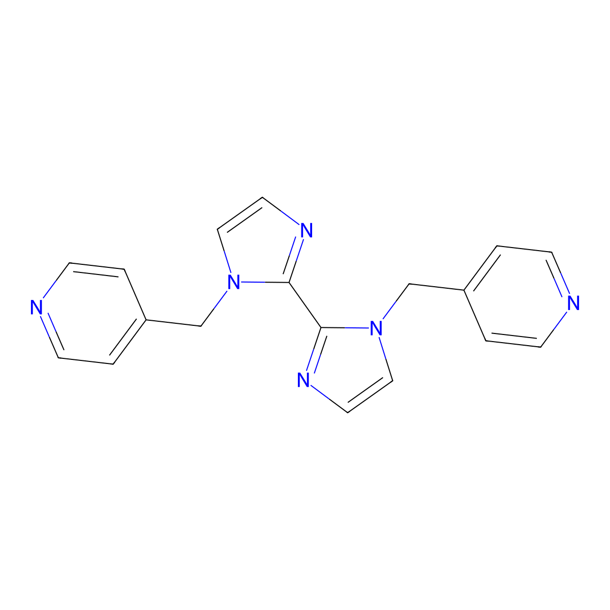 1,1'-Bis(pyridin-4-ylmethyl)-1H,1'h-2,2'-biimidazole molecular structure, CAS 1079311-38-8