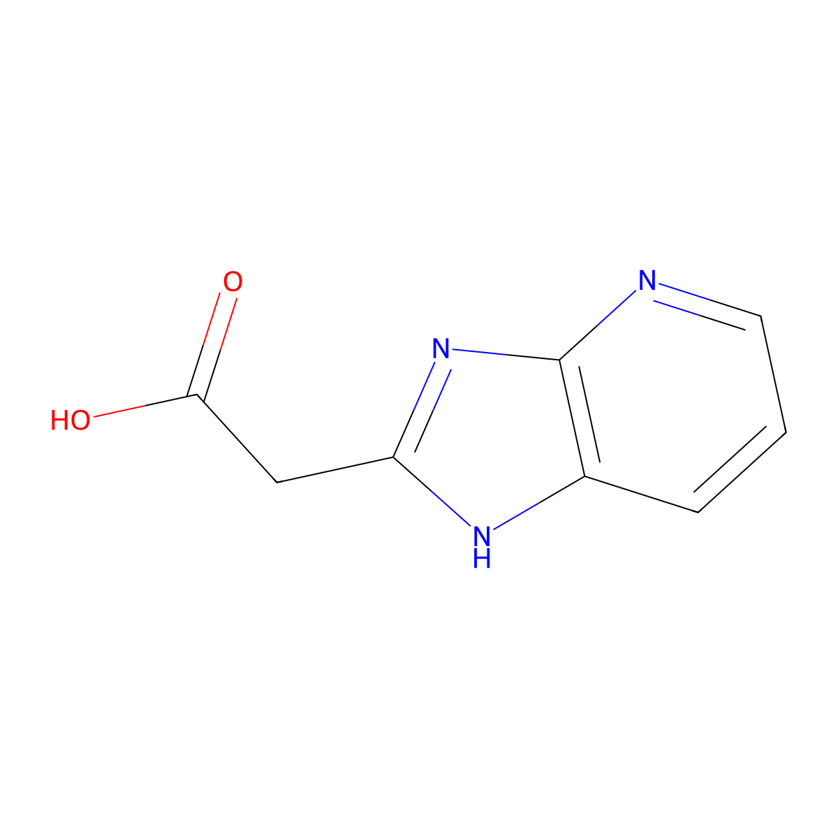 3H-Imidazo(4,5-b)pyridine-2-acetic acid molecular structure, CAS 107932-99-0