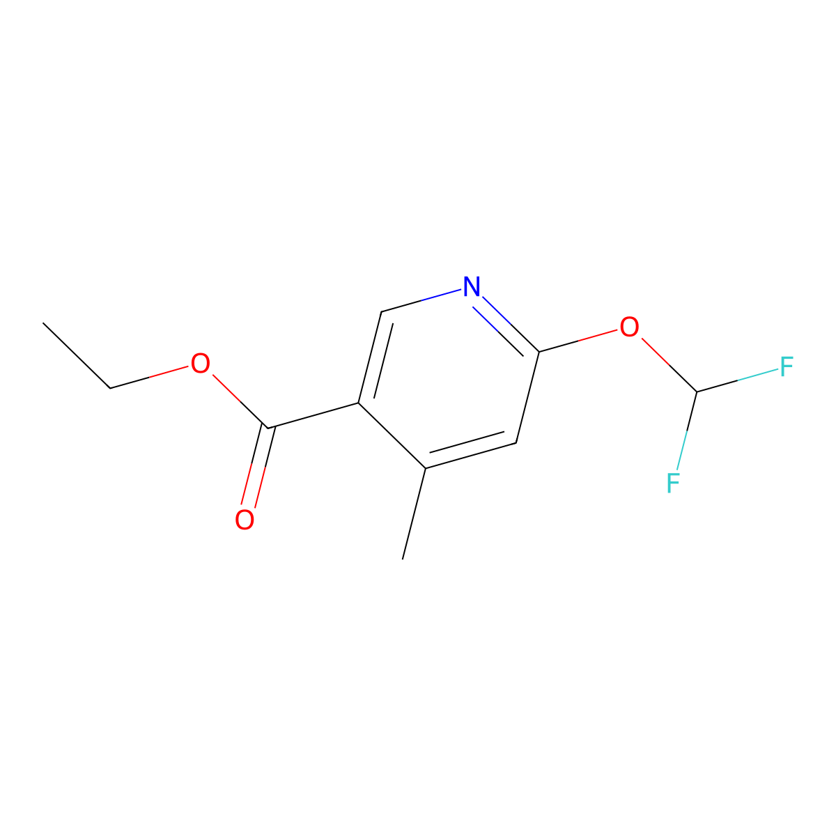 3-Pyridinecarboxylic acid, 6-(difluoromethoxy)-4-methyl-, ethyl ester molecular structure, CAS 1079352-16-1