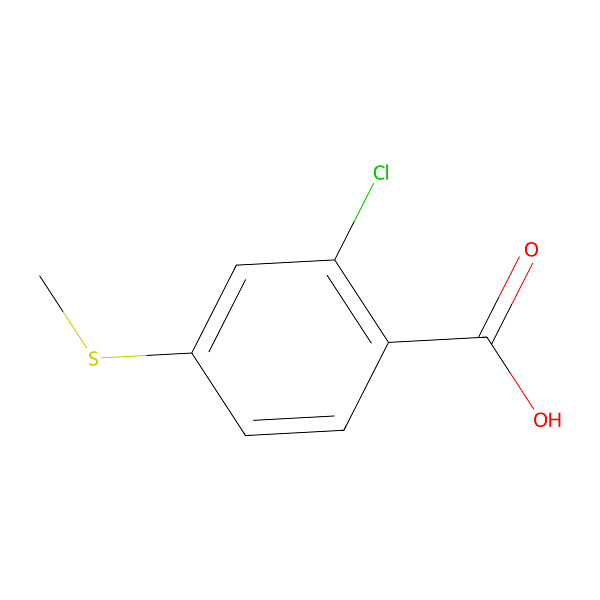 2-Chloro-4-(methylsulfanyl)benzoic acid molecular structure, CAS 1079360-49-8