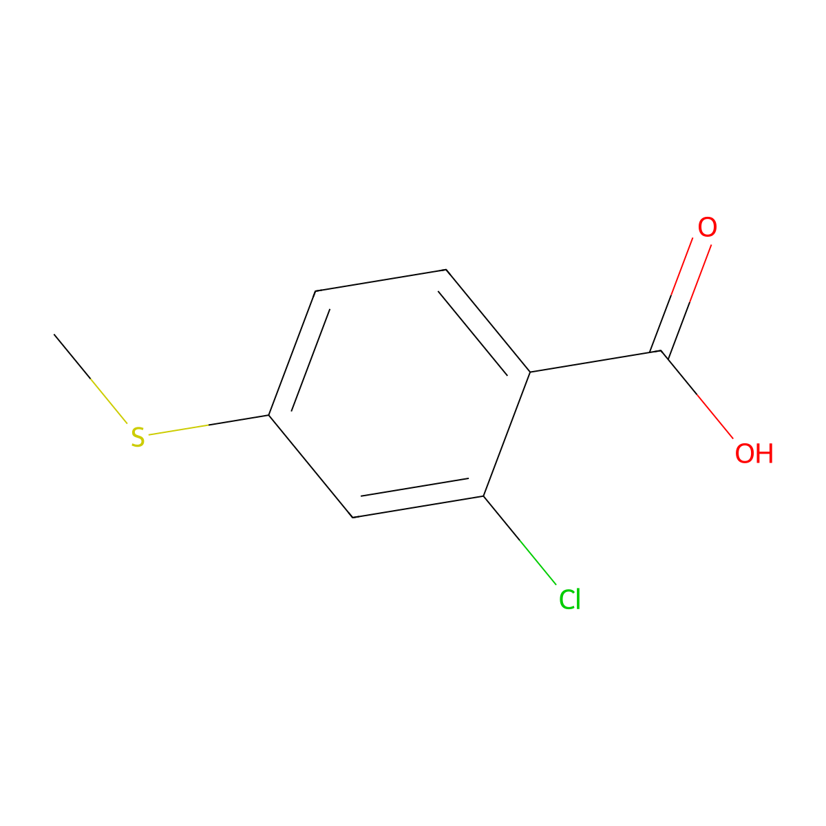 2-Chloro-4-(methylsulfanyl)benzoic acid molecular structure, CAS 1079360-49-8