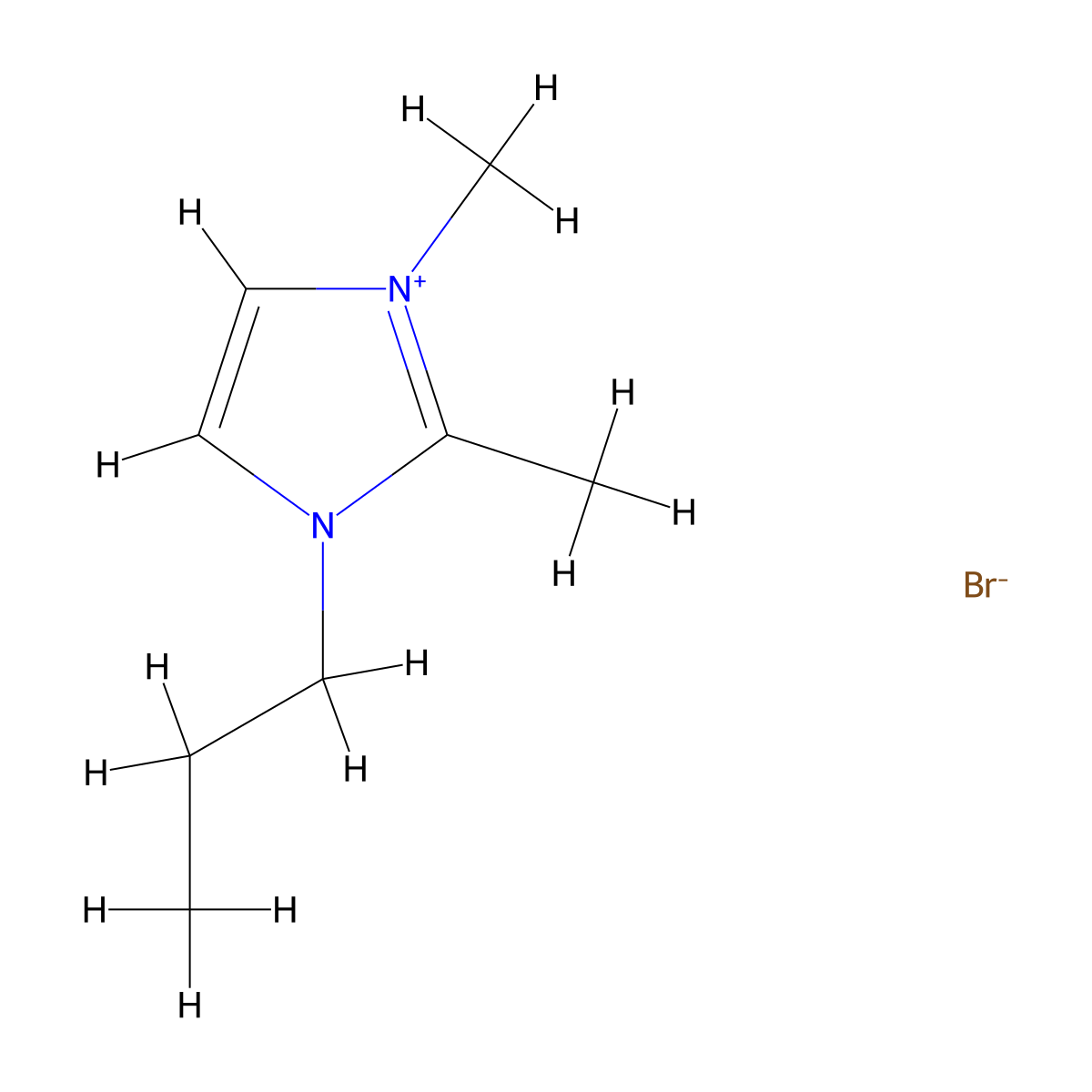 1,2-Dimethyl-3-propylimidazolium bromide molecular structure, CAS 107937-17-7