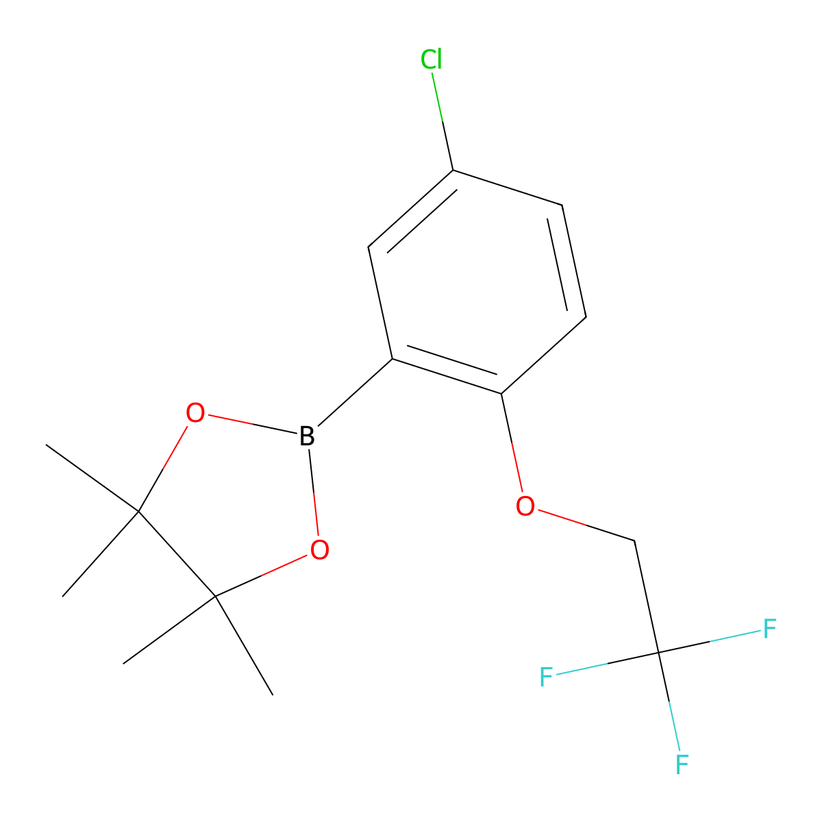 2-(5-Chloro-2-(2,2,2-trifluoroethoxy)phenyl)-4,4,5,5-tetramethyl-1,3,2-dioxaborolane molecular structure, CAS 1079402-38-2
