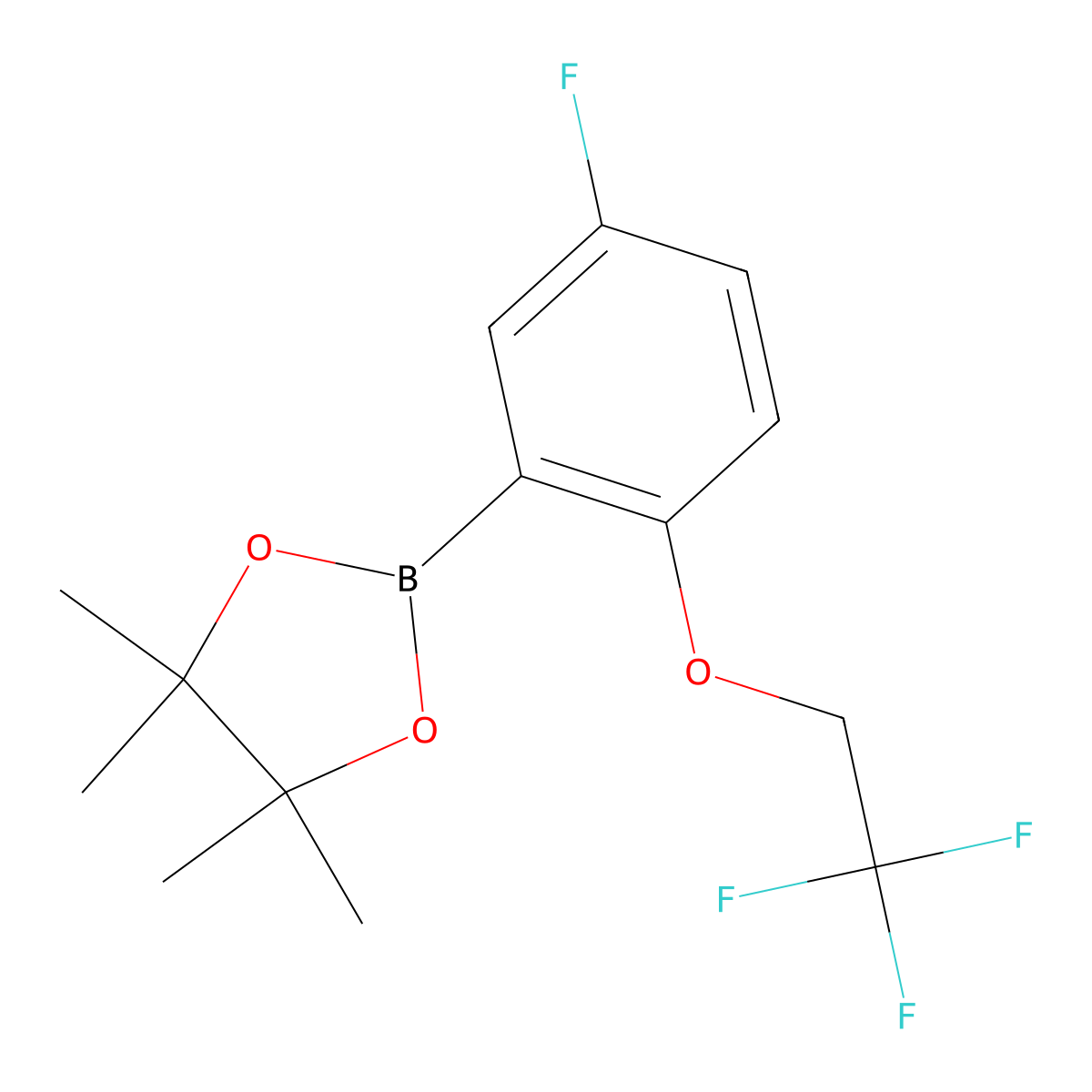 2-[5-Fluoro-2-(2,2,2-trifluoroethoxy)phenyl]-4,4,5,5-tetramethyl-1,3,2-dioxaborolane molecular structure, CAS 1079402-39-3