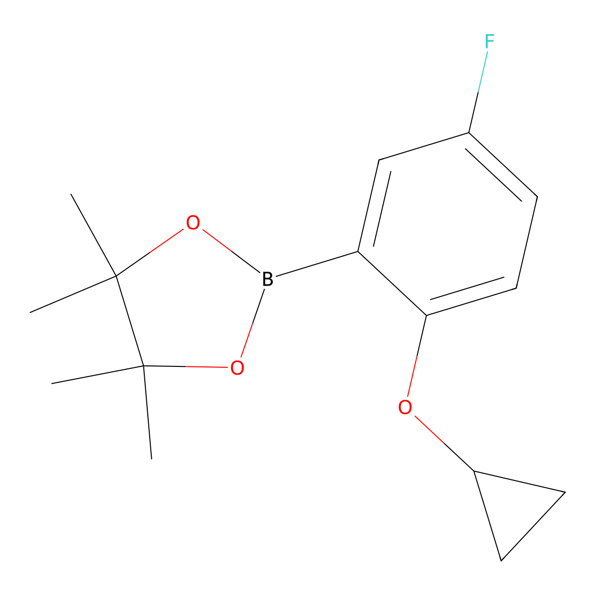 2-(2-Cyclopropoxy-5-fluorophenyl)-4,4,5,5-tetramethyl-1,3,2-dioxaborolane molecular structure, CAS 1079402-44-0