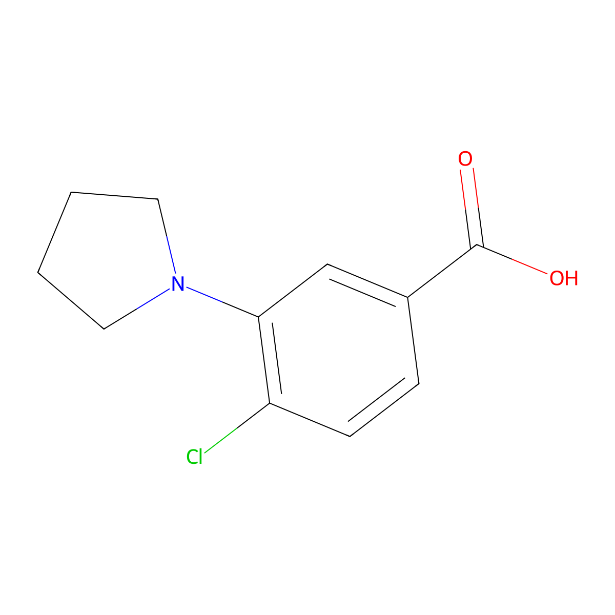4-chloro-3-pyrrolidin-1-yl-benzoic Acid molecular structure, CAS 107946-68-9