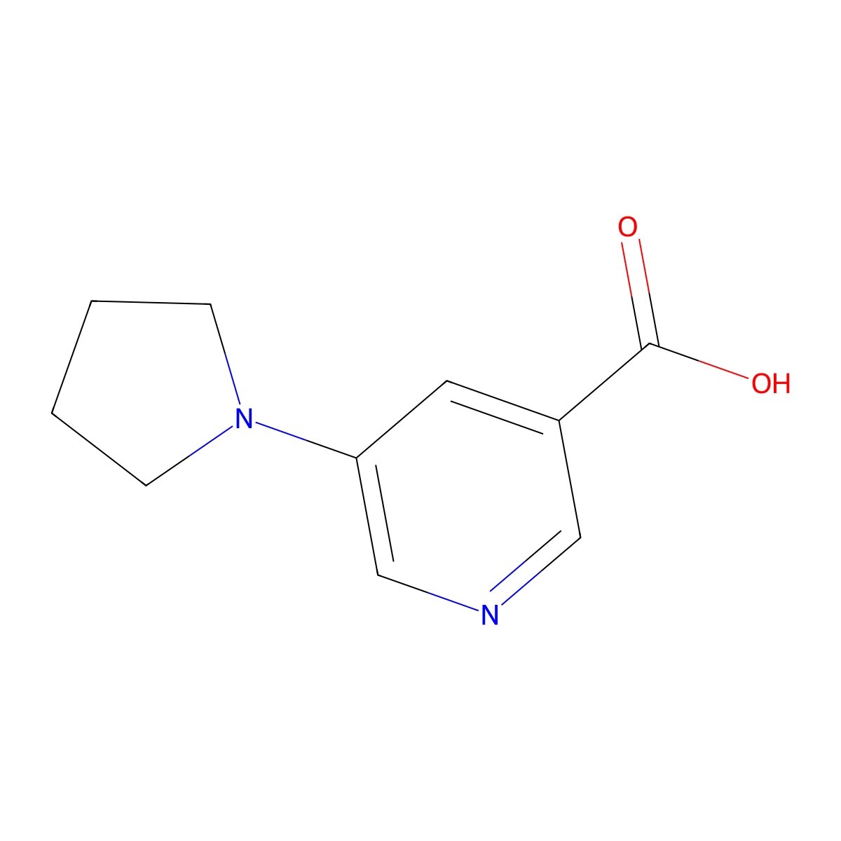 5-(Pyrrolidin-1-yl)nicotinic acid molecular structure, CAS 107946-76-9