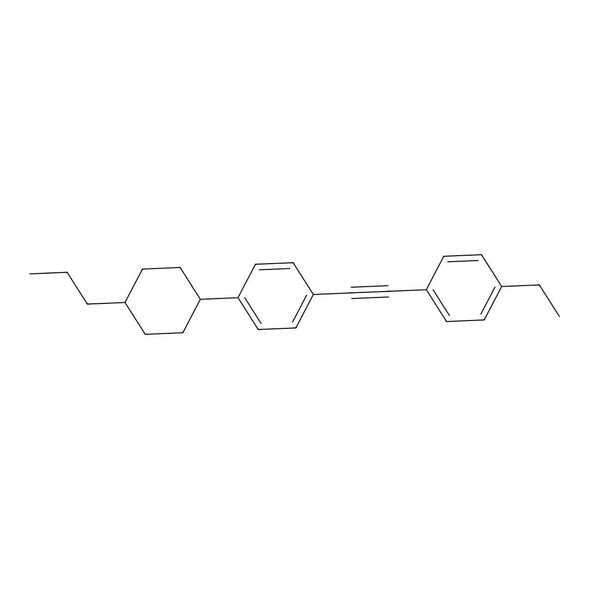 1-Ethyl-4-((4-(trans-4-propylcyclohexyl)phenyl)ethynyl)benzene molecular structure, CAS 107949-21-3