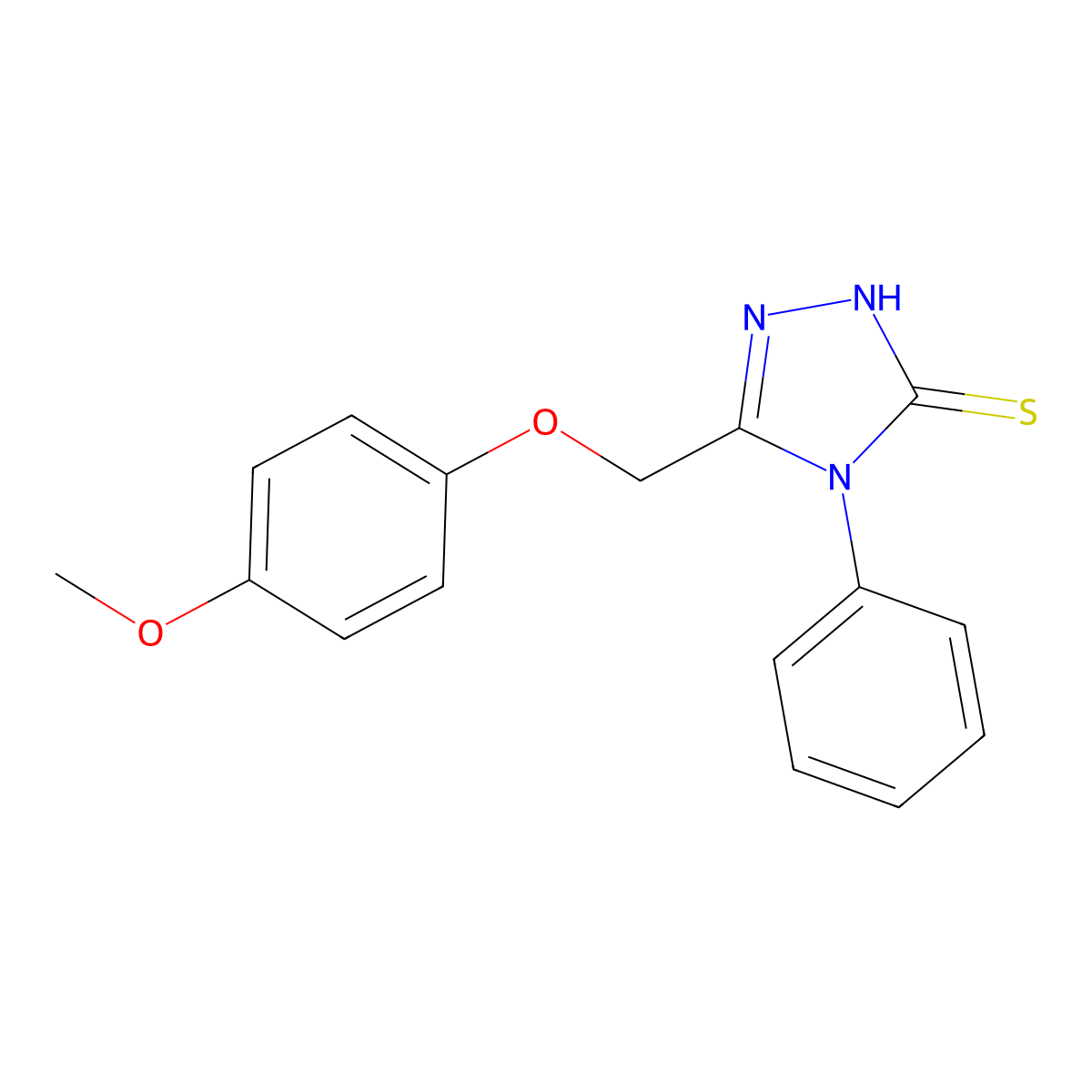 5-[(4-methoxyphenoxy)methyl]-4-phenyl-4H-1,2,4-triazole-3-thiol molecular structure, CAS 107951-97-3