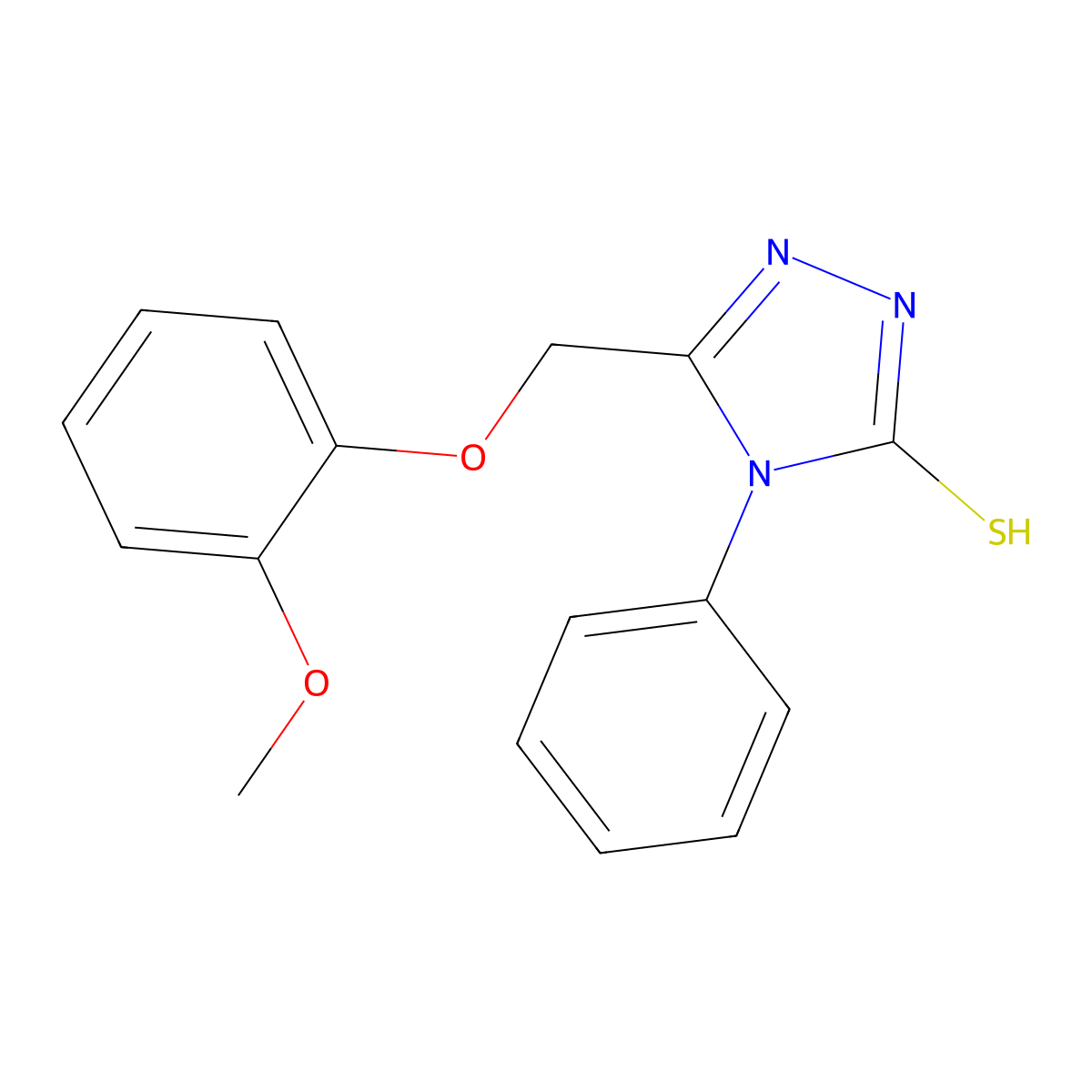 3H-1,2,4-Triazole-3-thione, 2,4-dihydro-5-((2-methoxyphenoxy)methyl)-4-phenyl- molecular structure, CAS 107952-04-5