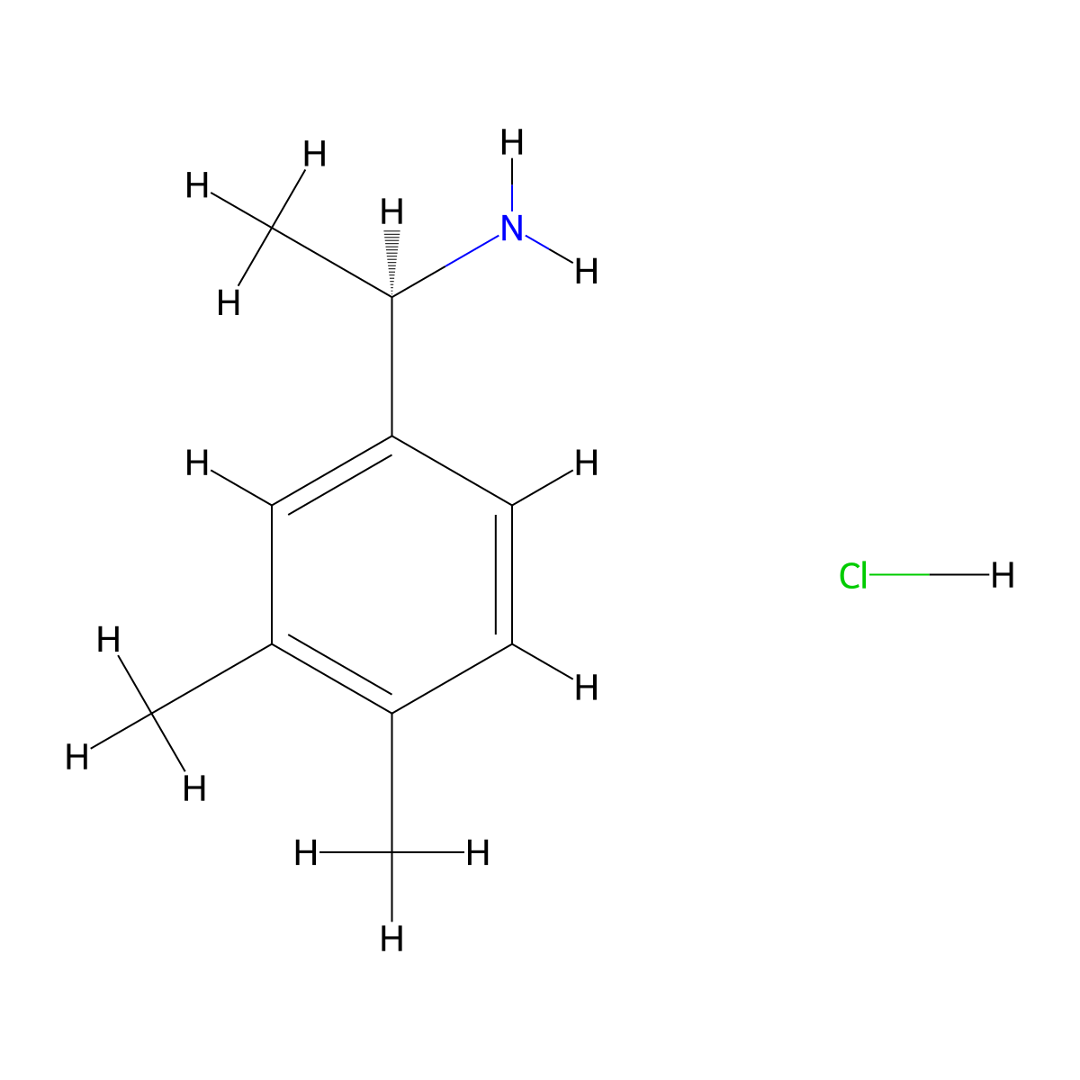 (1R)-1-(3,4-dimethylphenyl)ethan-1-amine hydrochloride molecular structure, CAS 1079650-53-5
