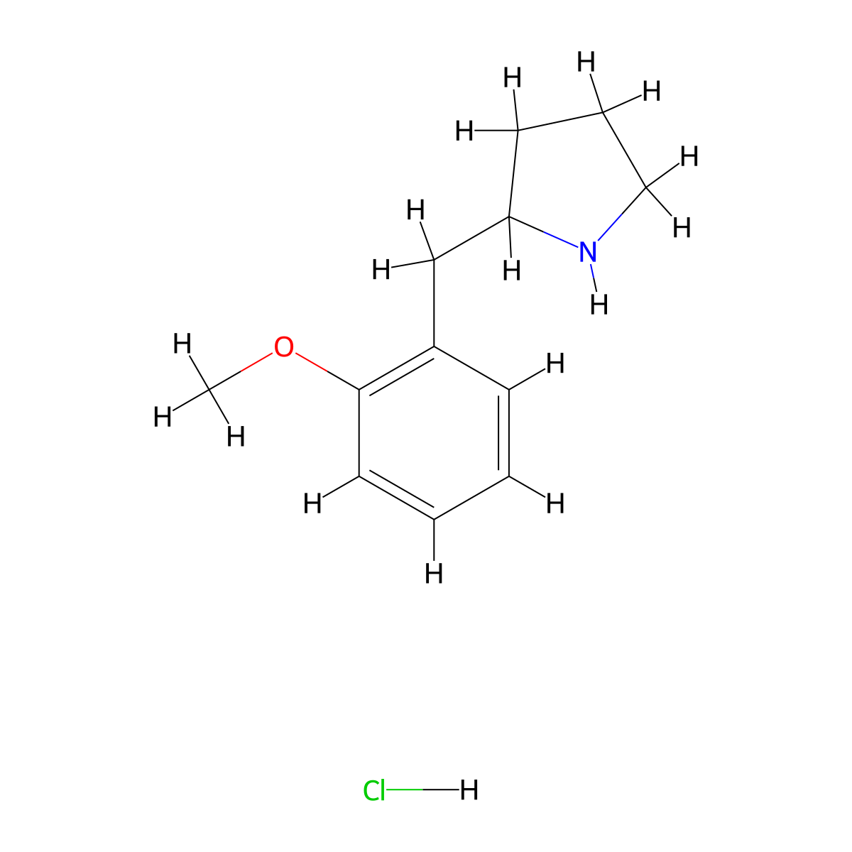 2-((2-Methoxyphenyl)methyl)pyrrolidine hydrochloride molecular structure, CAS 1079651-42-5