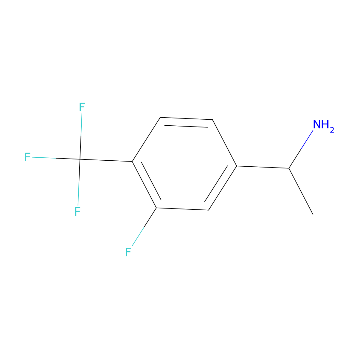 (r)-1-(3-Fluoro-4-(trifluoromethyl)phenyl)ethanamine molecular structure, CAS 1079656-75-9