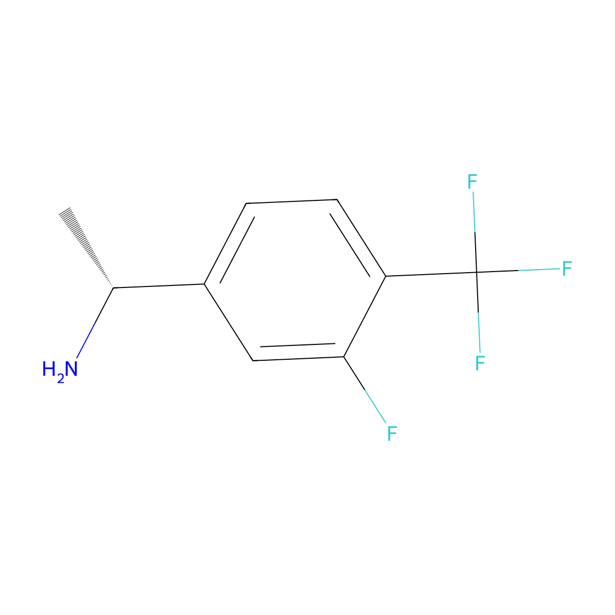 (r)-1-(3-Fluoro-4-(trifluoromethyl)phenyl)ethanamine molecular structure, CAS 1079656-75-9