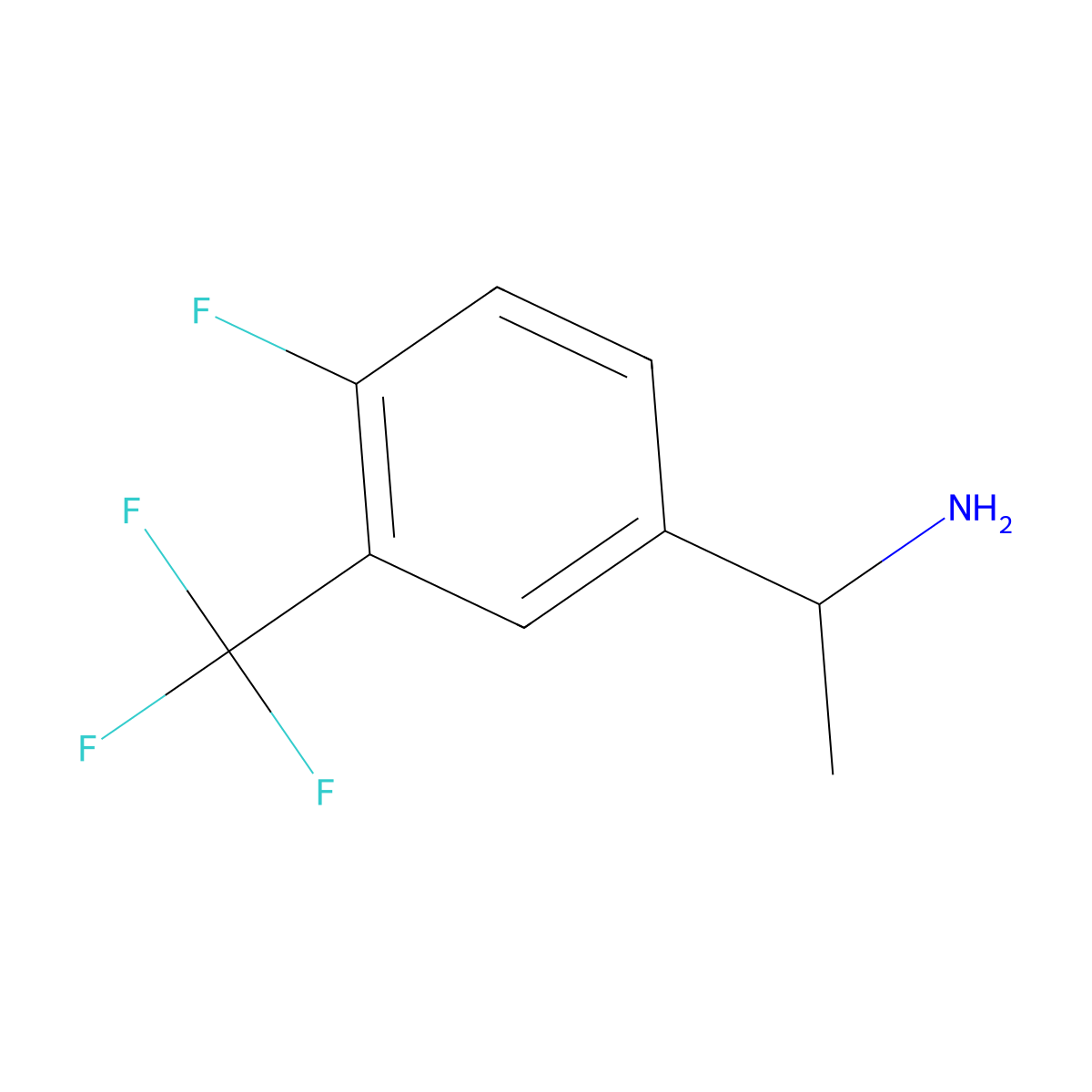 (1R)-1-[4-fluoro-3-(trifluoromethyl)phenyl]ethan-1-amine molecular structure, CAS 1079656-95-3