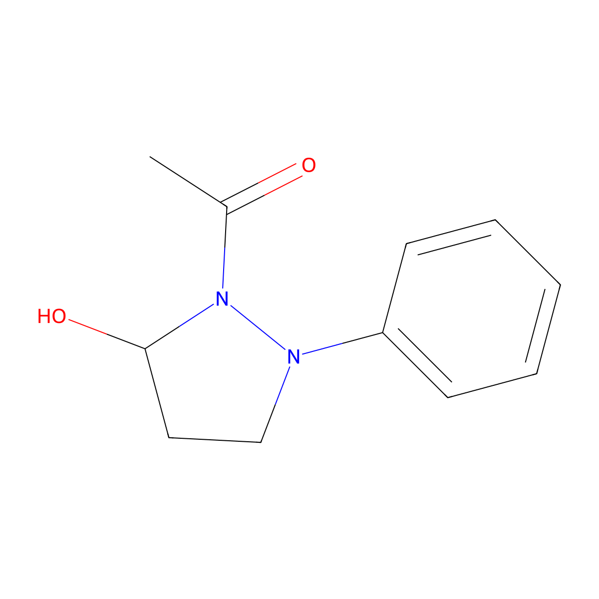 1-(5-Hydroxy-2-phenylpyrazolidin-1-yl)ethanone molecular structure, CAS 107971-84-6