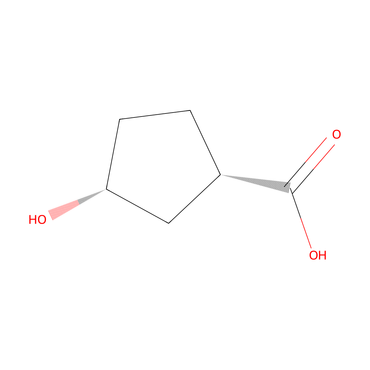 (1S,3R)-3-Hydroxycyclopentanecarboxylic acid molecular structure, CAS 107983-78-8