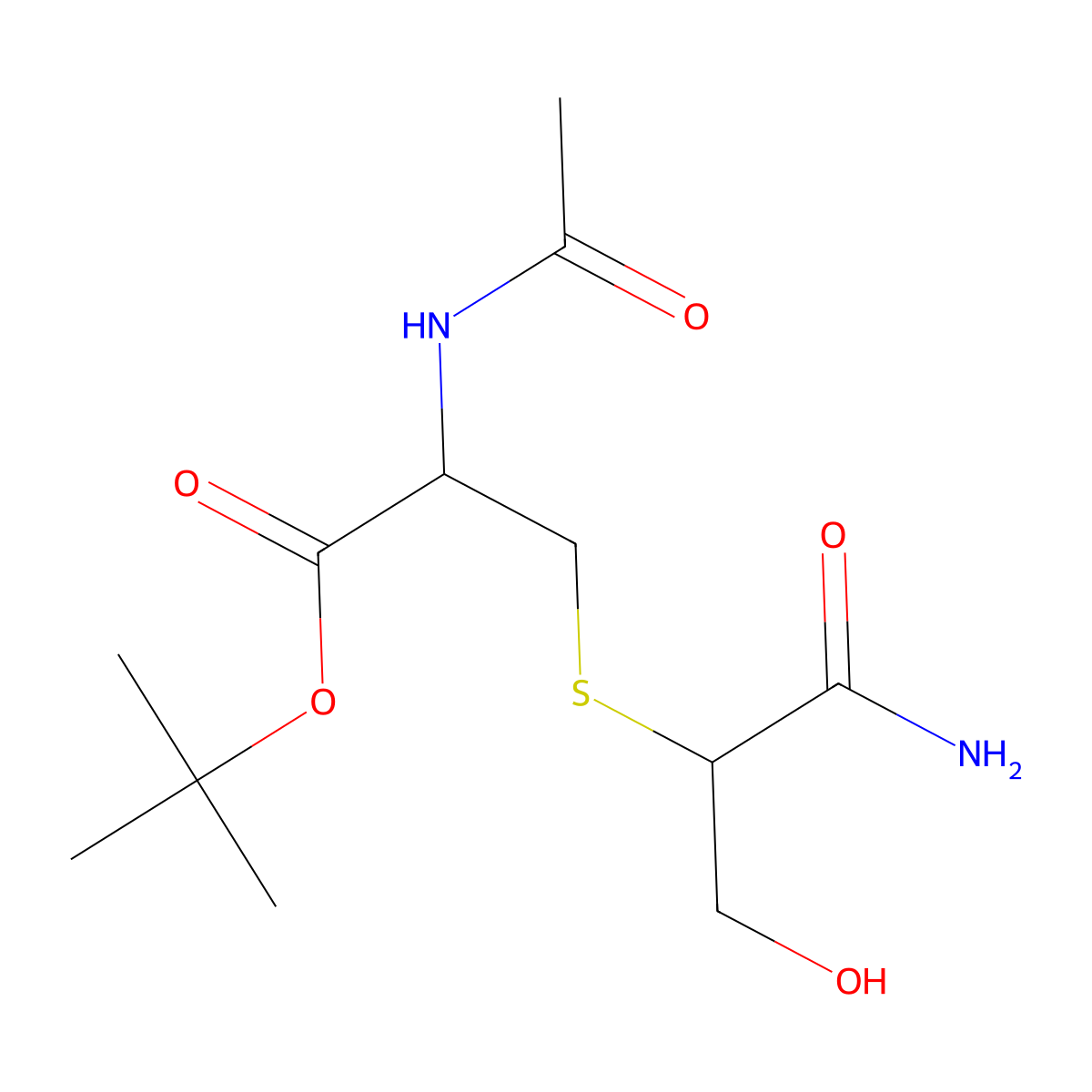 tert-Butyl N-acetyl-S-(1-amino-3-hydroxy-1-oxopropan-2-yl)-D-cysteinate molecular structure, CAS 1079950-10-9