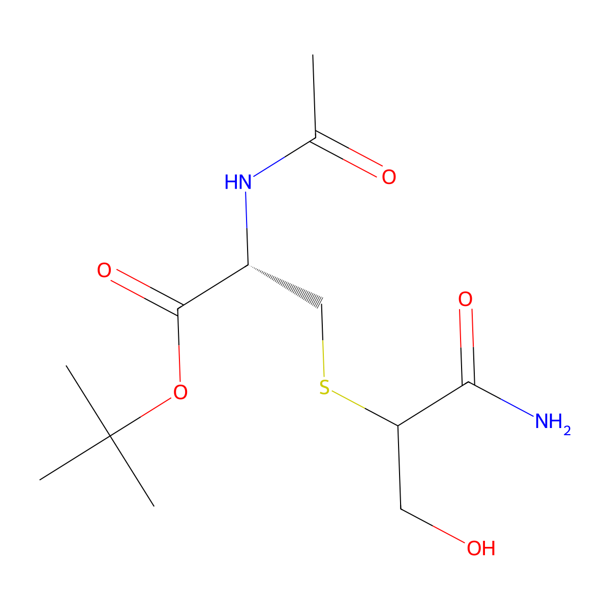 tert-Butyl N-acetyl-S-(1-amino-3-hydroxy-1-oxopropan-2-yl)-D-cysteinate molecular structure, CAS 1079950-10-9