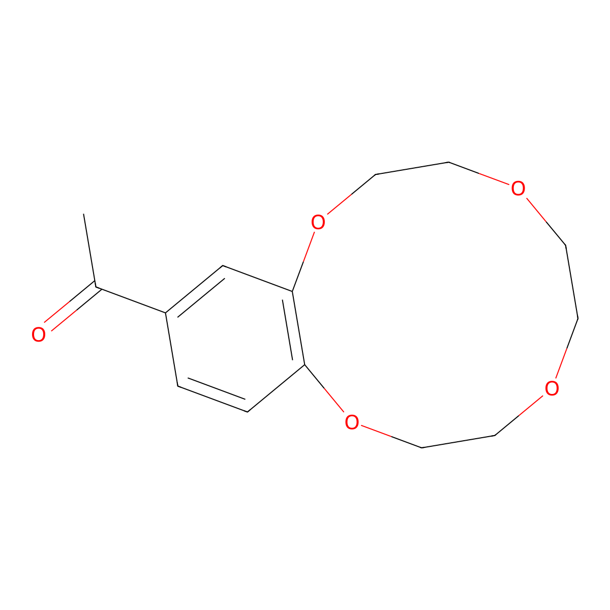 1-(6,7,9,10,12,13-Hexahydro-5,8,11,14-tetraoxa-benzocyclododecen-2-yl)-ethanone molecular structure, CAS 107996-83-8