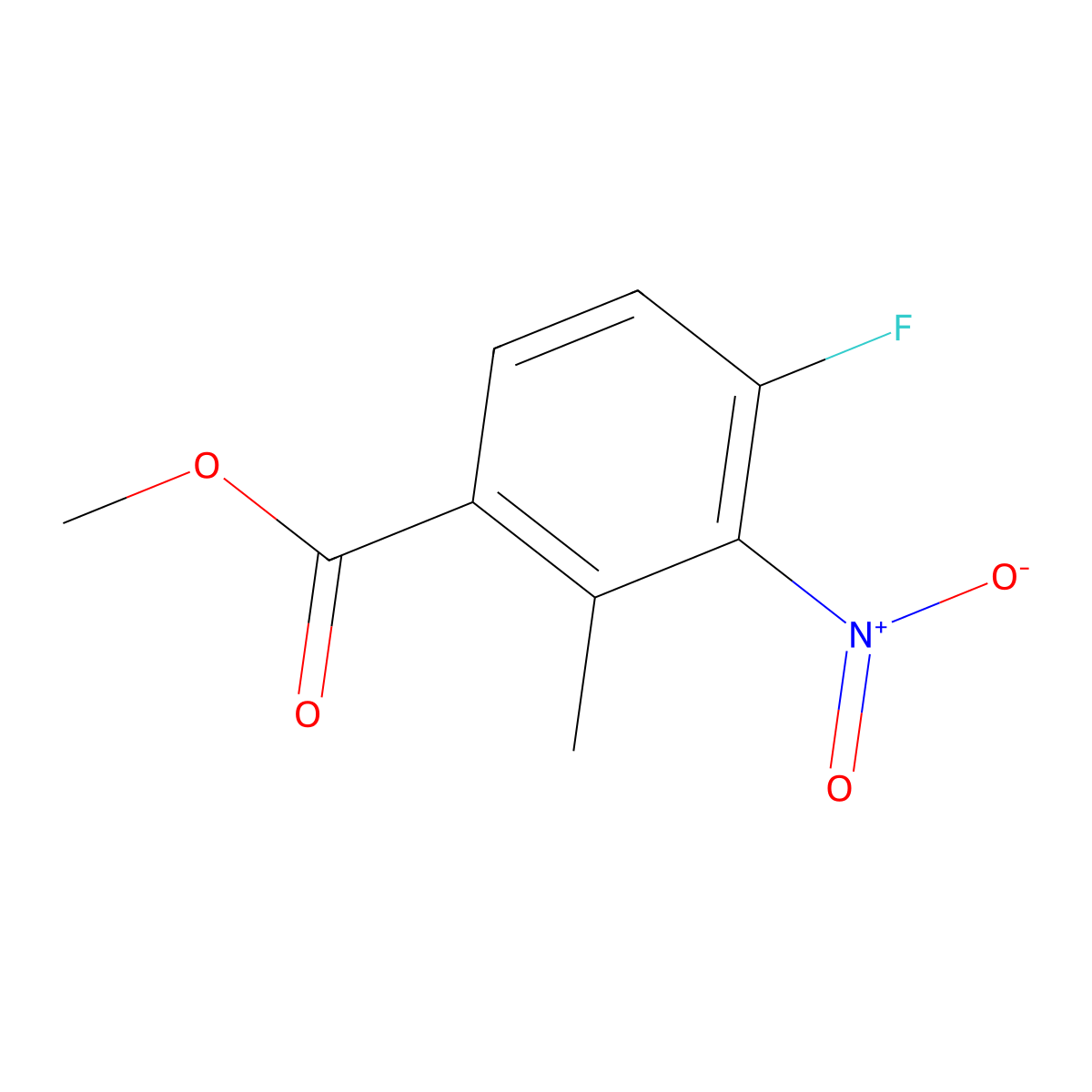 Methyl 4-fluoro-2-methyl-3-nitrobenzoate molecular structure, CAS 1079991-69-7