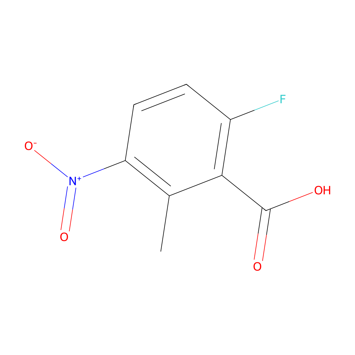 6-Fluoro-2-methyl-3-nitrobenzoic acid molecular structure, CAS 1079992-96-3