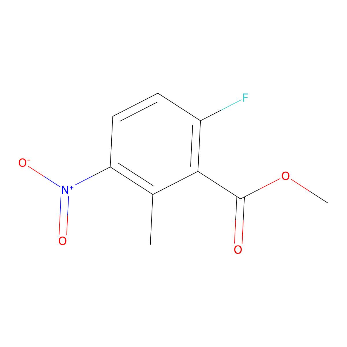 Methyl 6-fluoro-2-methyl-3-nitrobenzoate molecular structure, CAS 1079992-97-4