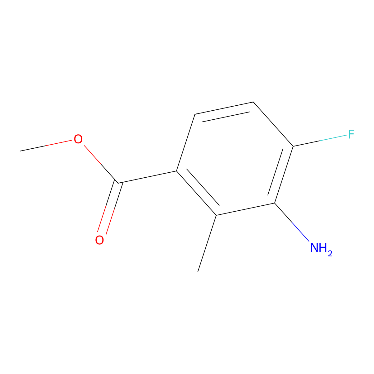 Methyl 3-amino-4-fluoro-2-methylbenzoate molecular structure, CAS 1079993-18-2