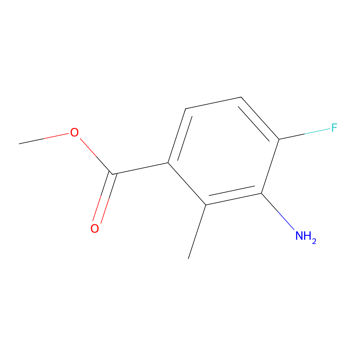 Methyl 3-amino-4-fluoro-2-methylbenzoate molecular structure, CAS 1079993-18-2