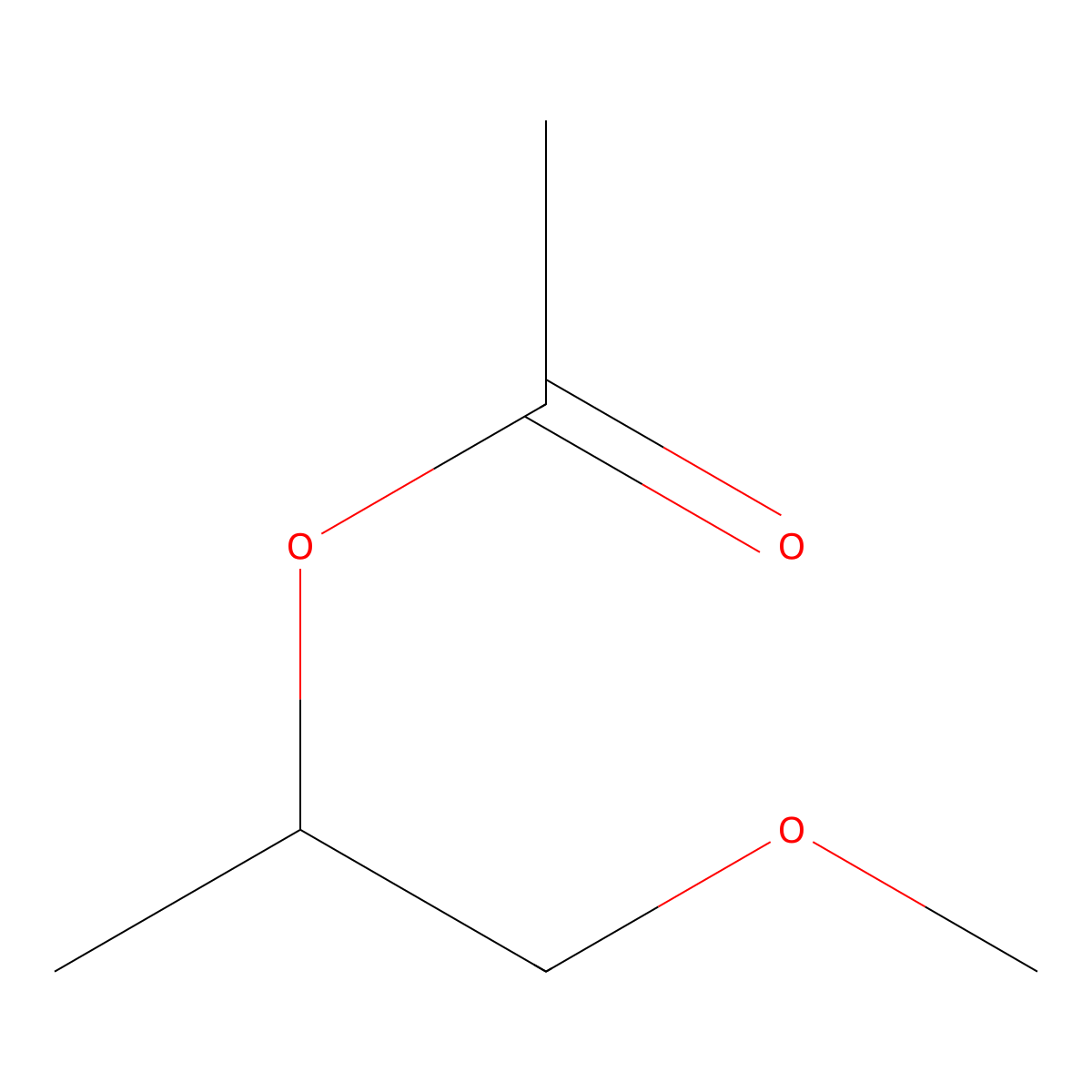 Propylene glycol methyl ether acetate molecular structure, CAS 108-65-6