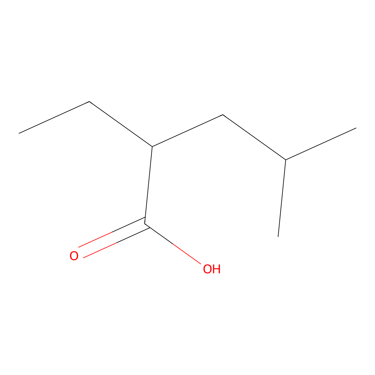 2-Ethyl-4-methylpentanoic acid molecular structure, CAS 108-81-6